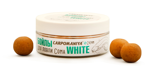 Бойлы КАРПОМАНИЯ для ловли сома WHITE (тонущие)(печень)(24мм)(100г.) — приманка, снасти и аксессуары для рыбалки | Алматы, Казахстан