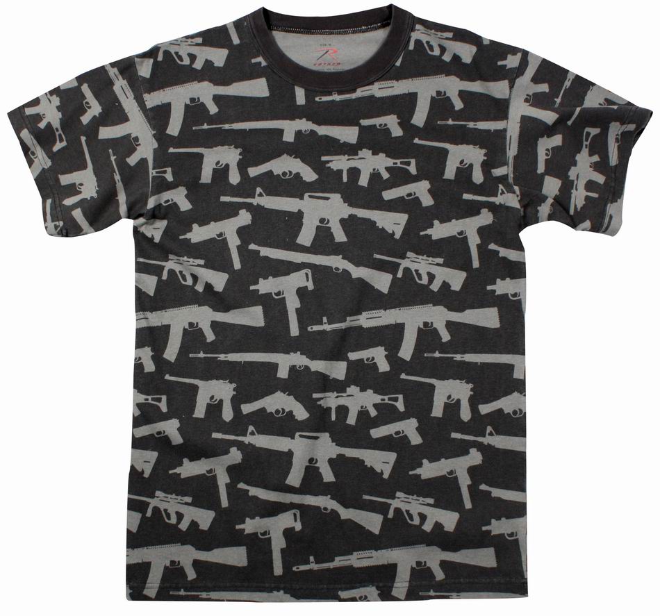 Майка ROTHCO Мод. MILITARY VINTAGE "GUNS" (короткий рукав)(poly/cotton)(Black) — одежда для охоты, рыбалки, туризма и города | KORGAN.KZ