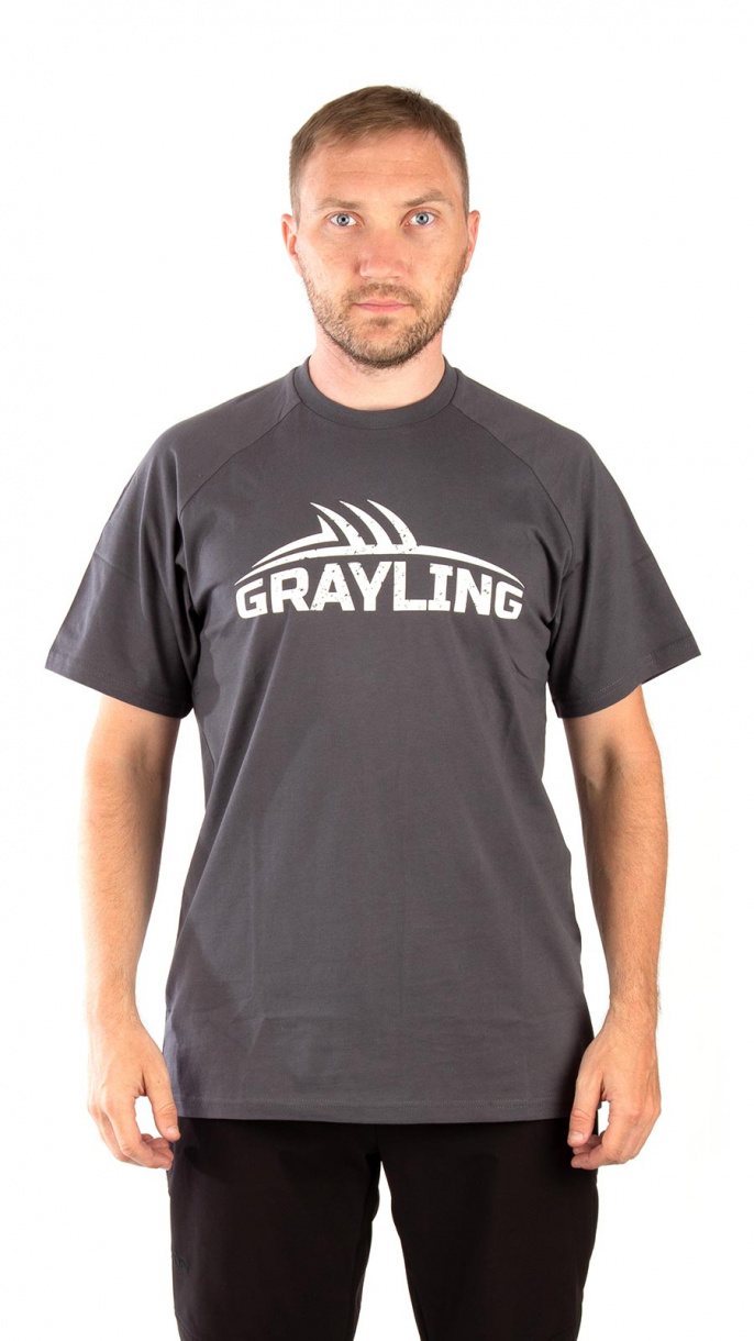 Футболка NOVATEX GRAYLING Logo T-Shirt (Лого) (тк.хлопок)(графит) — одежда для охоты, рыбалки, туризма и города | KORGAN.KZ