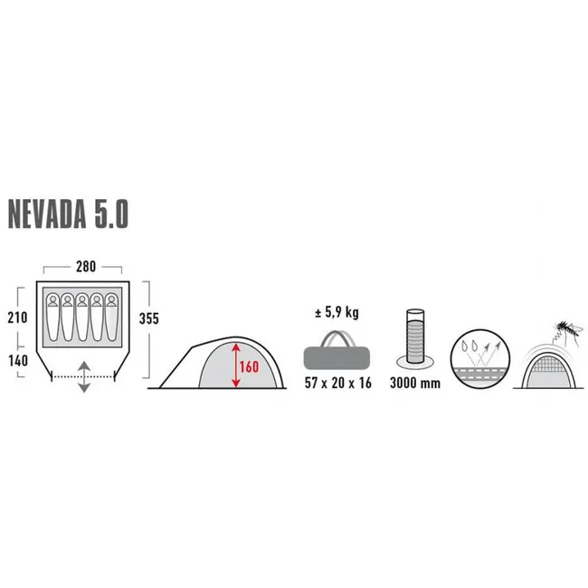 Палатка HIGH PEAK Мод. NEVADA 5.0 Купить в Алматы — магазин Korgan Center