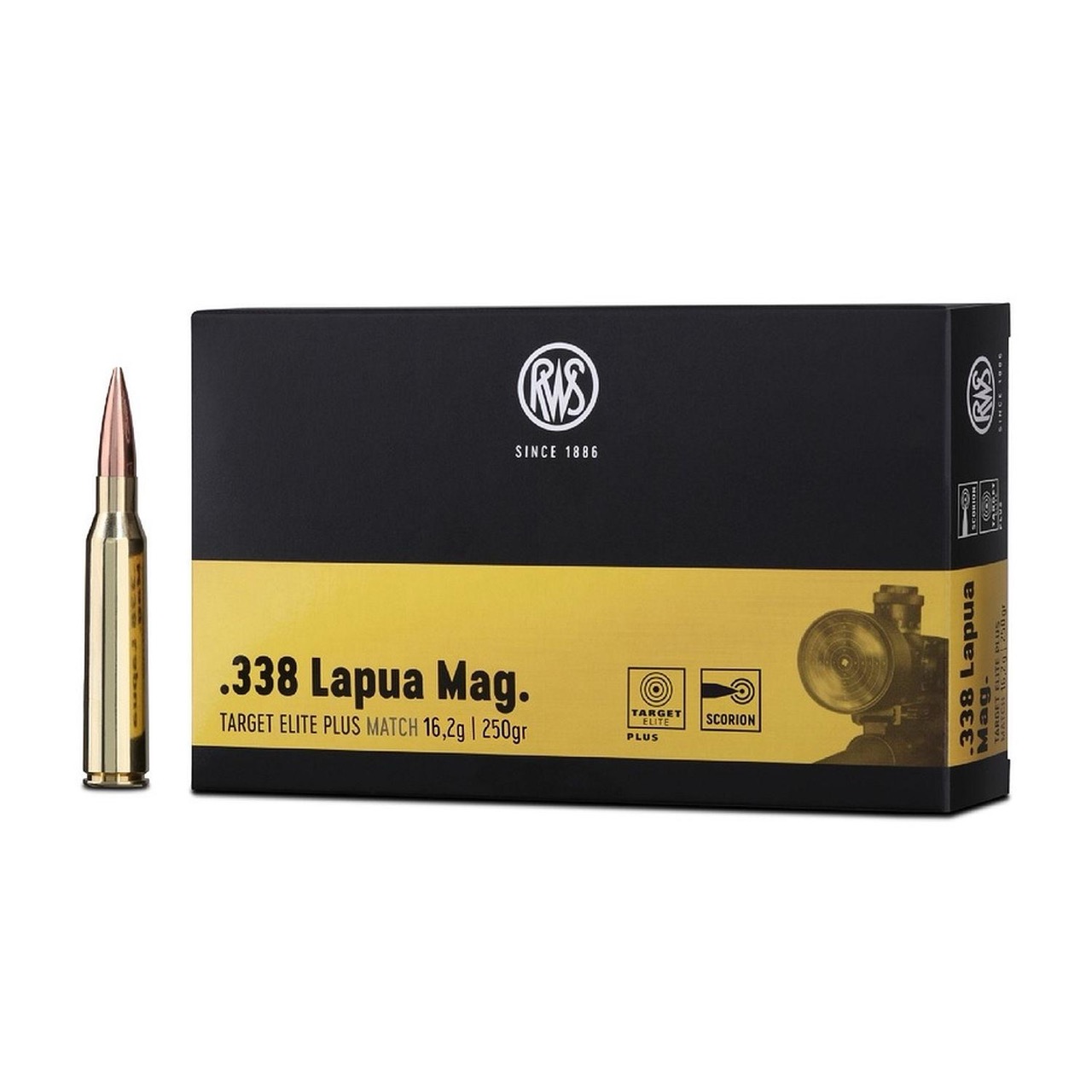 Купить Патрон для нарезного оружия RWS (.338 Lapua Mag.) Target Elite Plus (250grs)(16,2г) в Алматы | Казахстан | Корган Центр