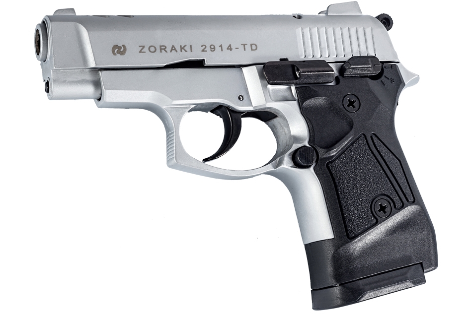 Газовый пистолет ZORAKI Мод. 2914-TD MATTE CHROME (к.-бр: 9мм P.A.)(14-зарядный) — купить газовые пистолеты в Алматы | Доставка по Казахстану