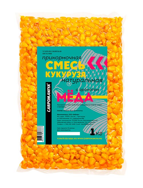 Прикормочная смесь КАРПОМАНИЯ (кукуруза натуральная с ароматом меда)(1кГ) — приманка, снасти и аксессуары для рыбалки | Алматы, Казахстан
