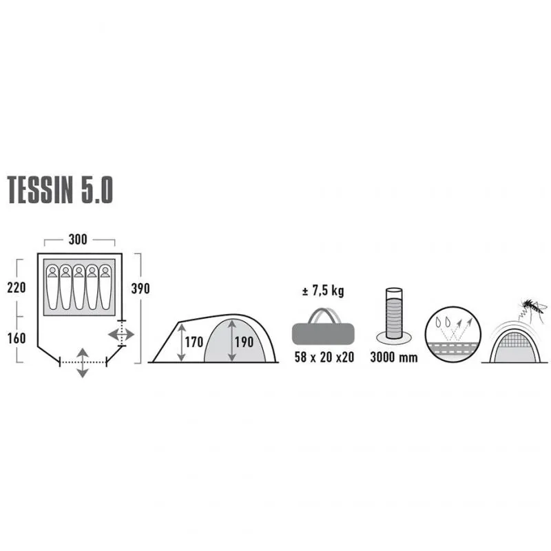 Палатка HIGH PEAK Мод. TESSIN 5.0 Купить в Алматы — магазин Korgan Center
