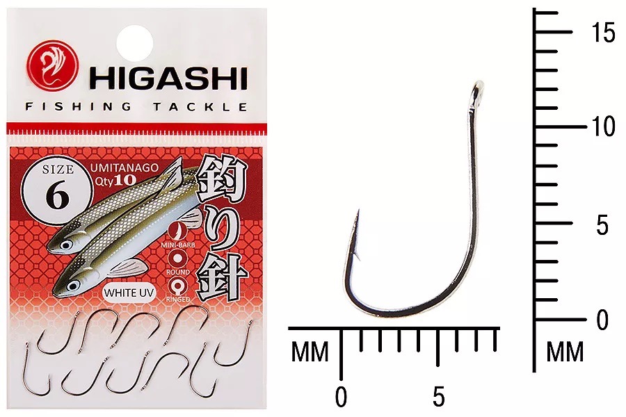 Крючки HIGASHI Мод. UMITANAGO RINGED #6 — рыболовный крючок, снасть и аксессуары для рыбалки | Алматы, Казахстан