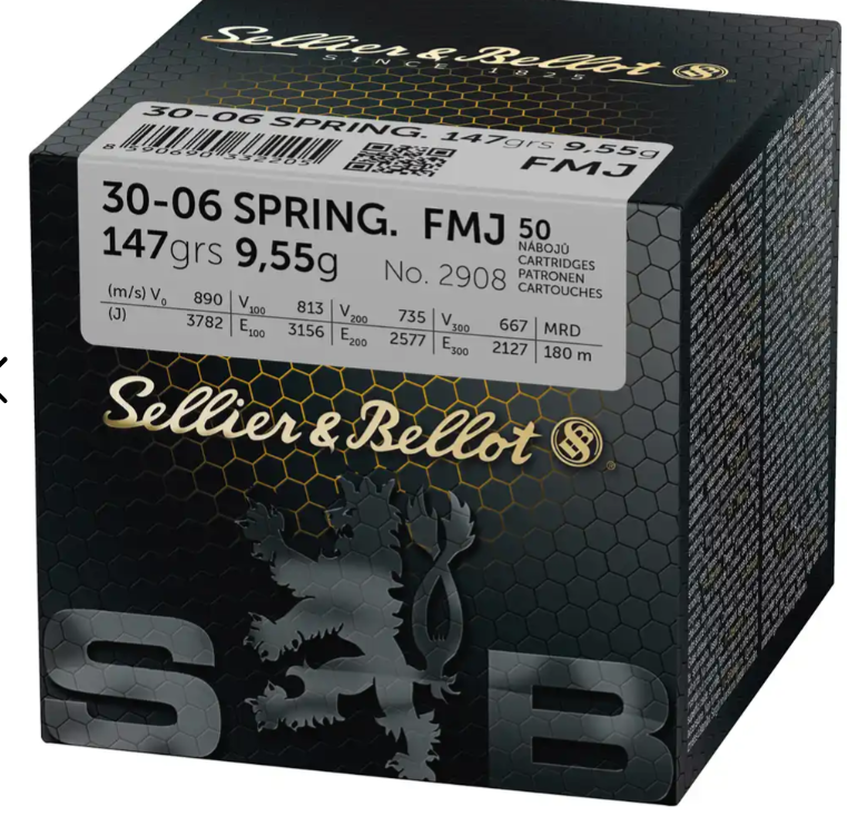 Купить Патрон для нарезного оружия S&B (.30-06 Sprg.)(FMJ-2908)(147grs)(9,55г) в Алматы | Казахстан | Корган Центр