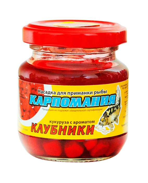 Кукуруза КАРПОМАНИЯ (мягкая)(красная с аром.клубники)(105г.) — приманка, снасти и аксессуары для рыбалки | Алматы, Казахстан
