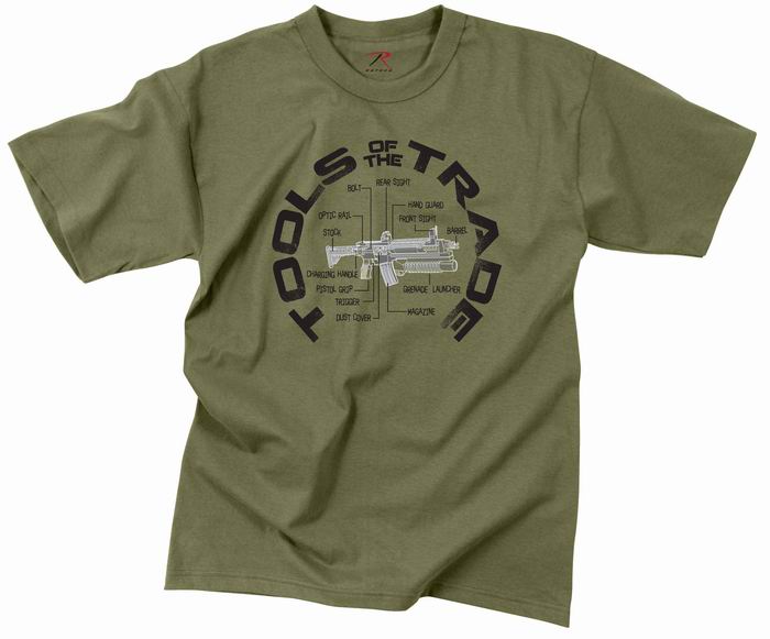 Майка ROTHCO Мод. MILITARY VINTAGE "TOOLS OF THE TRADE" (короткий рукав)(poly/cotton)(O.D.) — одежда для охоты, рыбалки, туризма и города | KORGAN.KZ