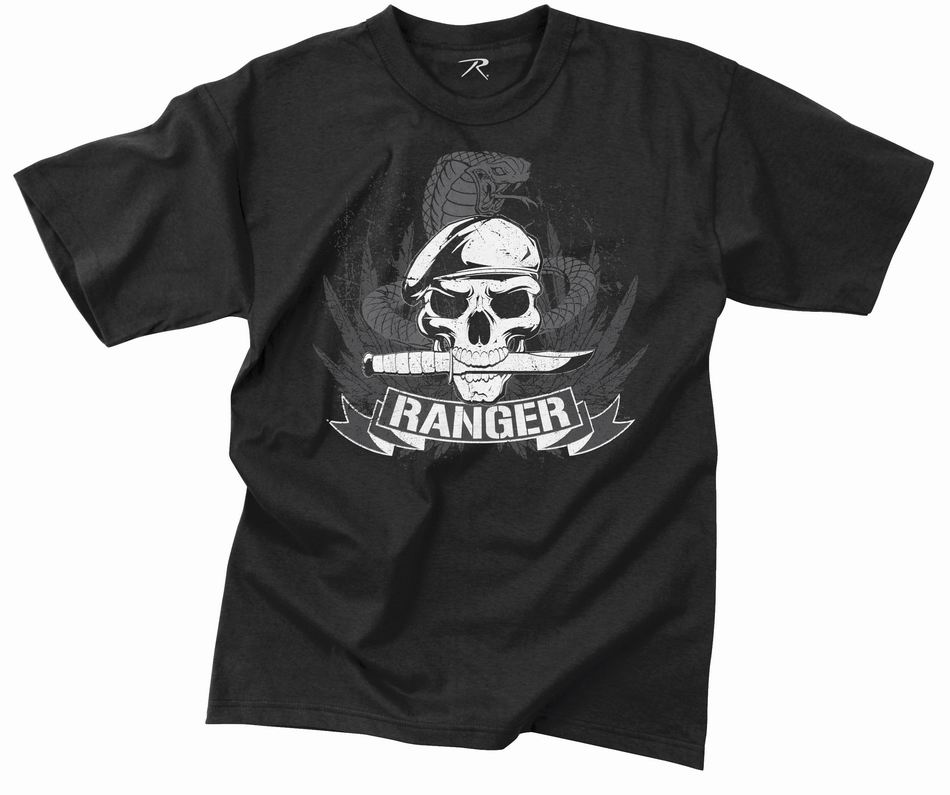 Майка ROTHCO Мод. MILITARY VINTAGE "RANGER" (короткий рукав)(poly/cotton)(Black) — одежда для охоты, рыбалки, туризма и города | KORGAN.KZ