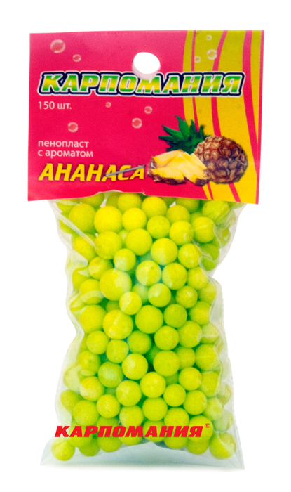 Пенопласт КАРПОМАНИЯ (ярко-жёлтый с аром.ананаса)(150шт.) — приманка, снасти и аксессуары для рыбалки | Алматы, Казахстан