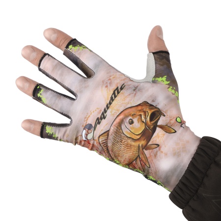 Перчатки для рыбалки летние Aquatic UPF50+ (цвет: carp camo, размер S/M) — технические характеристики, материалы и назначение | KORGAN
