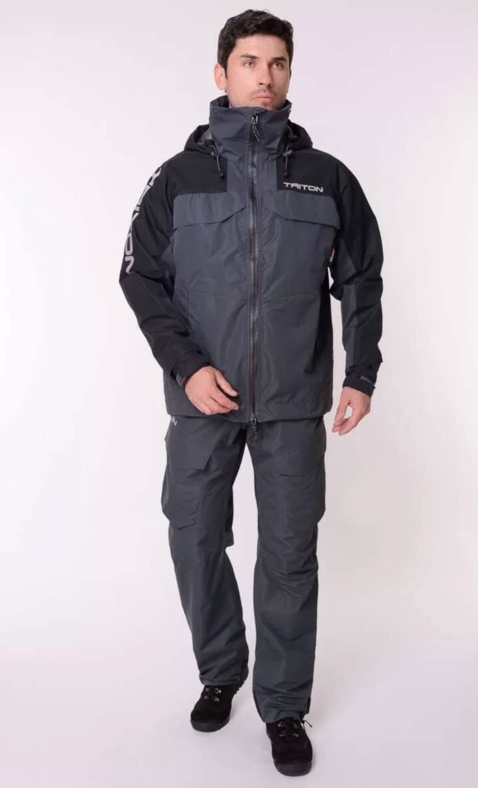 Костюм TRITON "PRO ANGLER" (тк.таслан)(серый/чёрный) — куртки, жилеты, маскировочные костюмы, одежда для рыбалки и охоты | KORGAN Казахстан