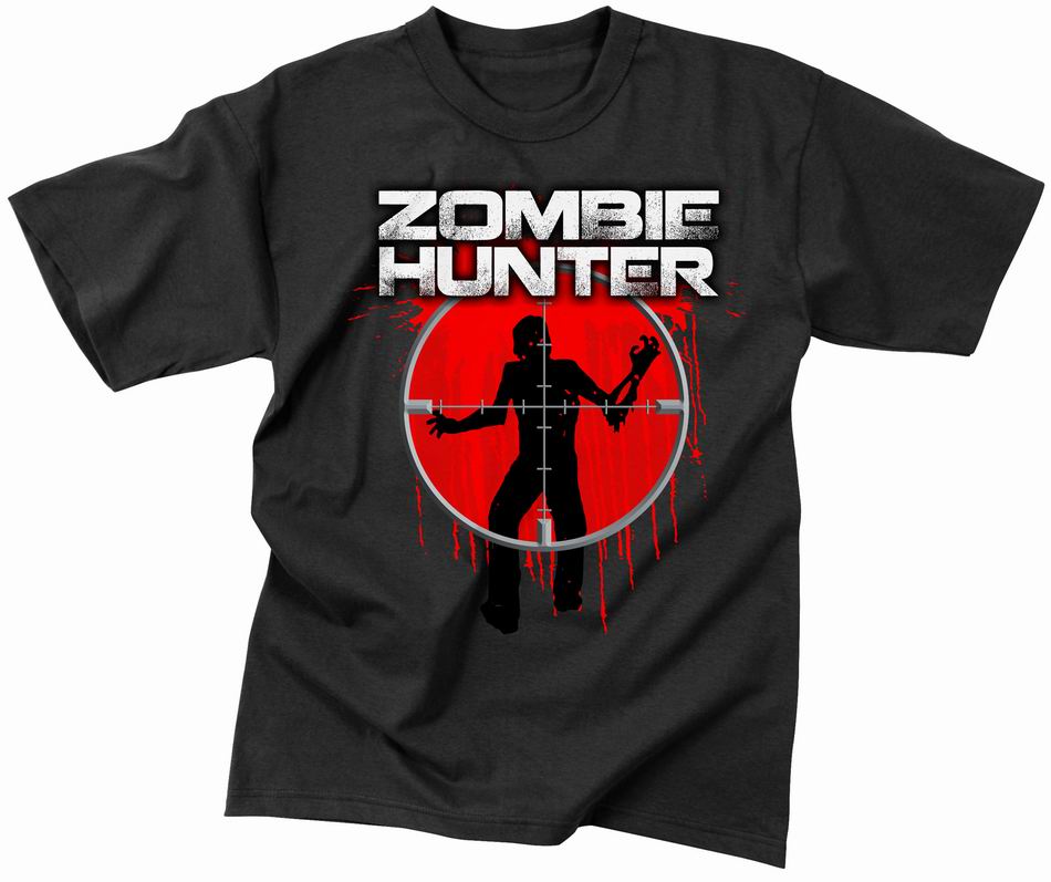 Майка ROTHCO Мод. MILITARY VINTAGE "ZOMBIE HUNTER" (короткий рукав)(poly/cotton)(Black) — одежда для охоты, рыбалки, туризма и города | KORGAN.KZ