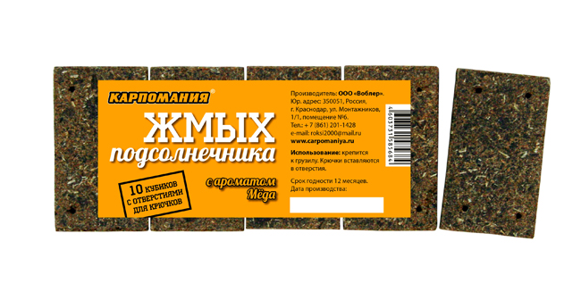 Жмых подсолнечника КАРПОМАНИЯ (мед)(кубики)(10шт.) — приманка, снасти и аксессуары для рыбалки | Алматы, Казахстан