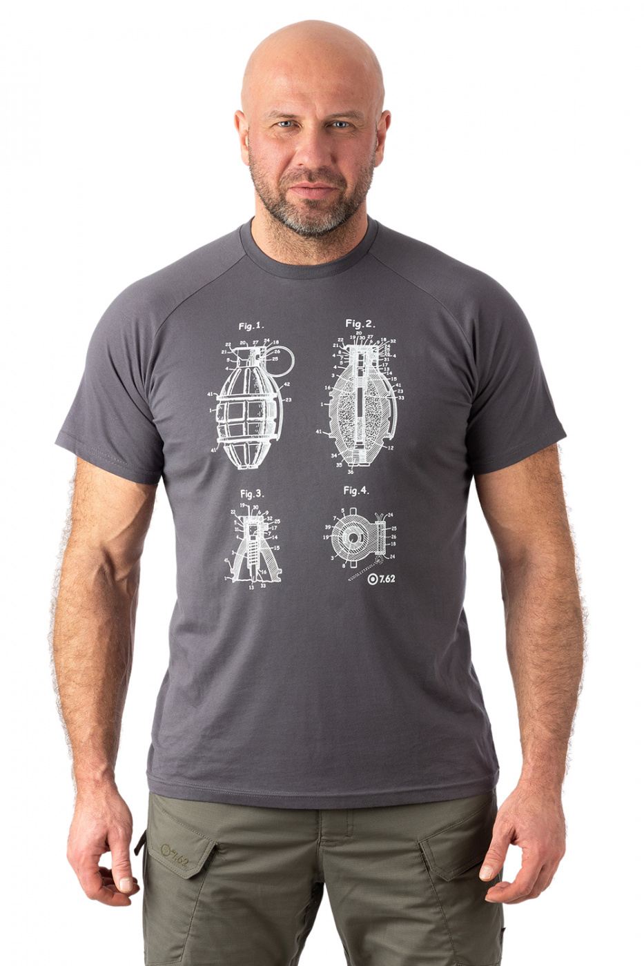 Футболка NOVATEX7.62 Grenade (Гренейд)(тк.хлопок)(серый) — одежда для охоты, рыбалки, туризма и города | KORGAN.KZ