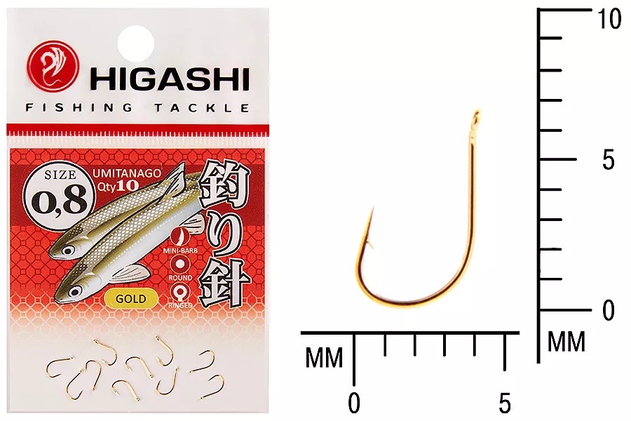 Крючки HIGASHI Мод. UMITANAGO RINGED #0,8 — рыболовный крючок, снасть и аксессуары для рыбалки | Алматы, Казахстан