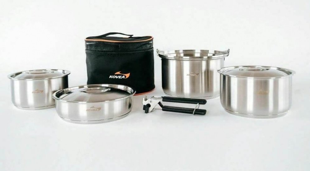 Набор посуды KOVEA (5 предметов) Мод. STAINLESS — туристические аксессуары и снаряжение для кемпинга в Алматы, Казахстан