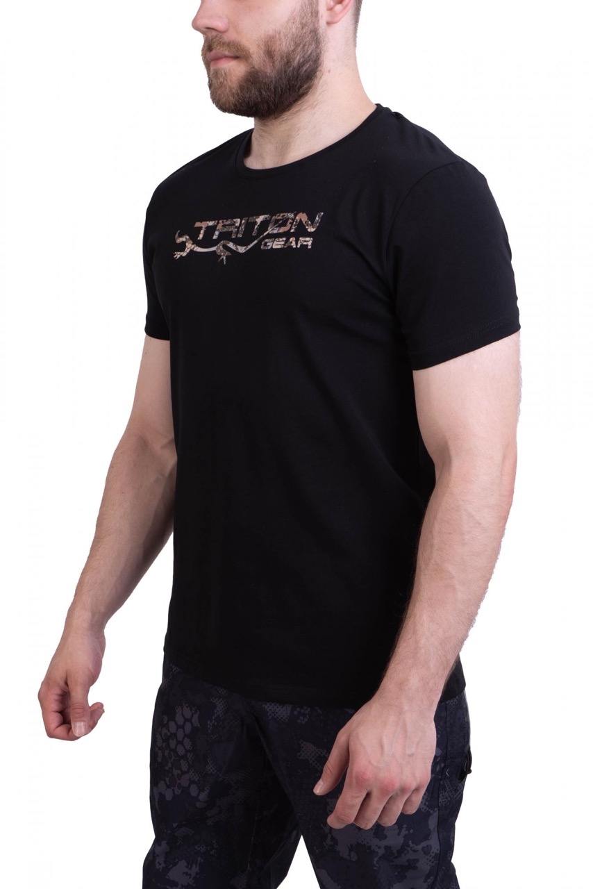 Футболка мужская "TRITONGEAR" (Черный) — одежда для охоты, рыбалки, туризма и города | KORGAN.KZ