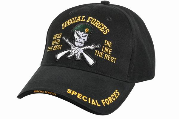 Кепка ROTHCO Мод. DELUXE LOW PROFILE INSIGNIA "SPECIAL FORCES" (Black) — головной убор для рыбалки, охоты и туризма | KORGAN.KZ