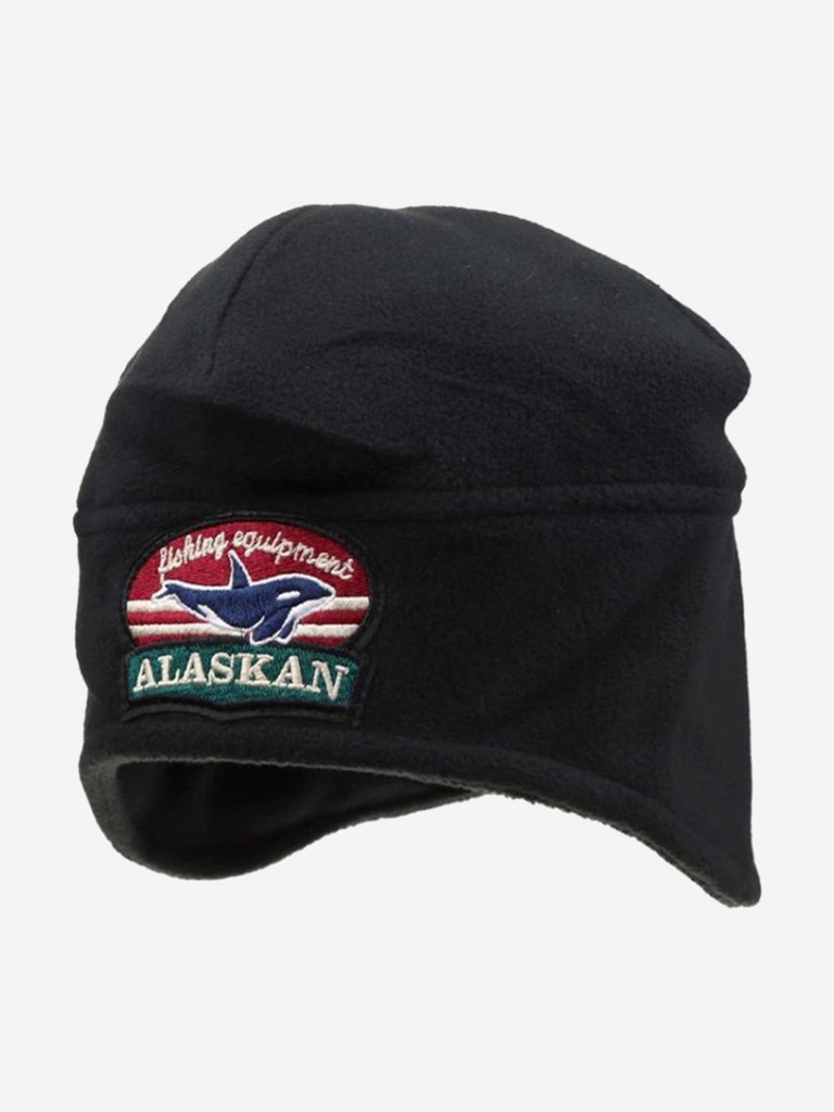Шапка Alaskan флисовая с мехом черная (AFHFB) — головной убор для рыбалки, охоты и туризма | KORGAN.KZ