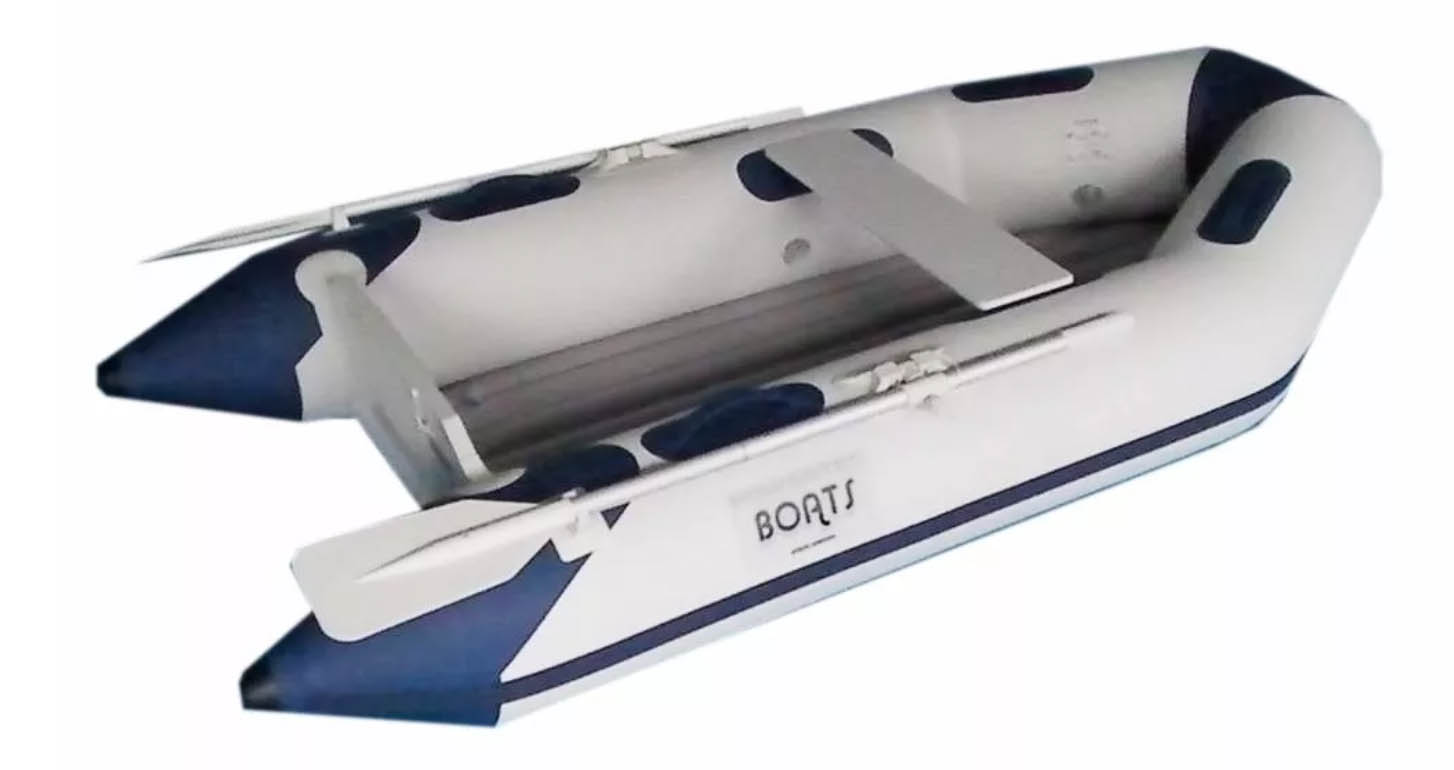 Надувная транцевая лодка POWERTEC Мод. P300AL (светло-cерая/синяя) — рыболовные и охотничьи товары в Алматы | KORGAN.KZ