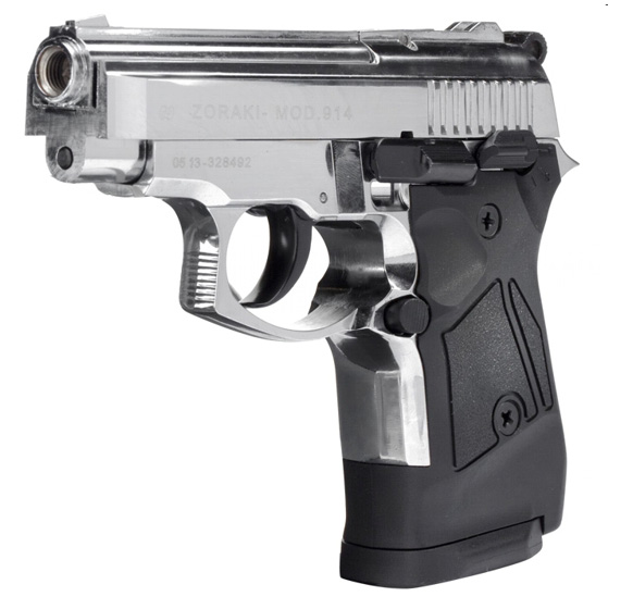 Газовый пистолет ZORAKI Мод. 914-TD SHINY CHROME (к.-бр: 9мм P.A.)(14-зарядный) — купить газовые пистолеты в Алматы | Доставка по Казахстану