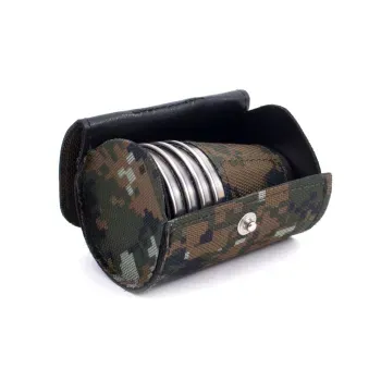 Рюмка-стопка "СЛЕДОПЫТ" 60 мл в оплетке и тубе из oxford camo pixel, — туристические аксессуары и снаряжение для кемпинга в Алматы, Казахстан