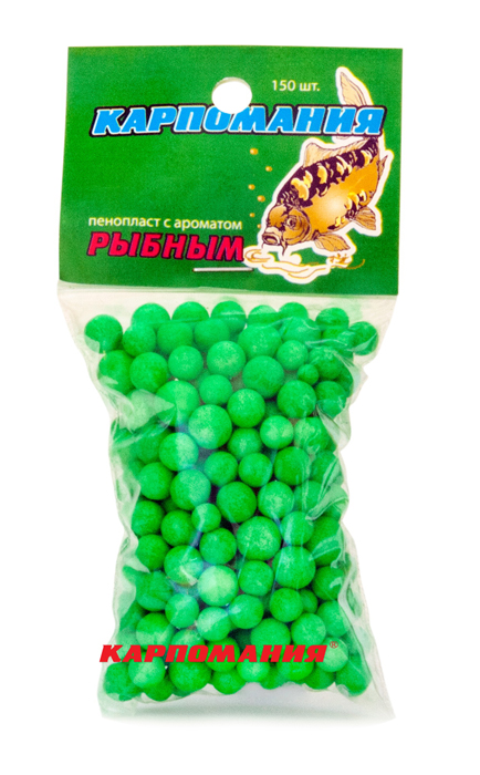 Пенопласт КАРПОМАНИЯ (зелёный с аром.рыбы)(150шт.) — приманка, снасти и аксессуары для рыбалки | Алматы, Казахстан