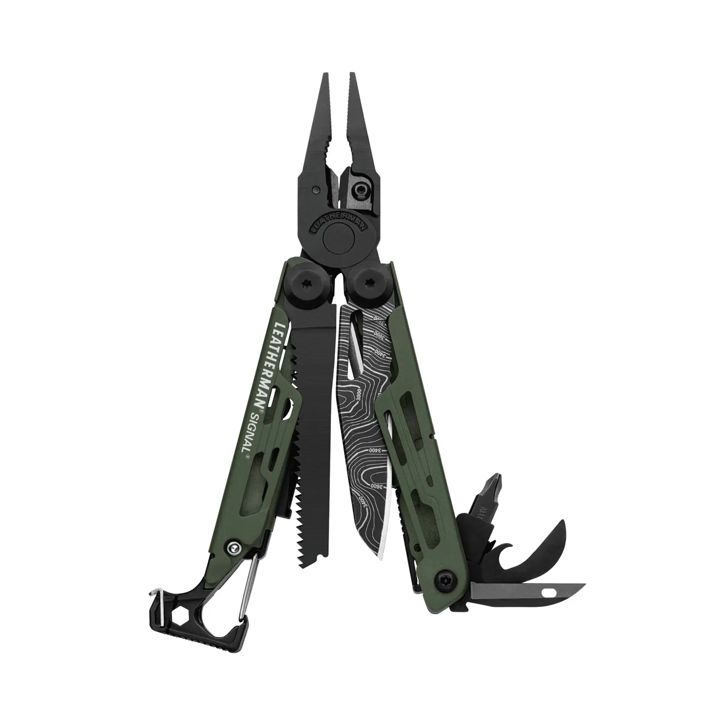 Мультиинструмент LEATHERMAN Мод. SIGNAL BLACK GREEN TOPO для охоты и туризма в Алматы, Казахстан