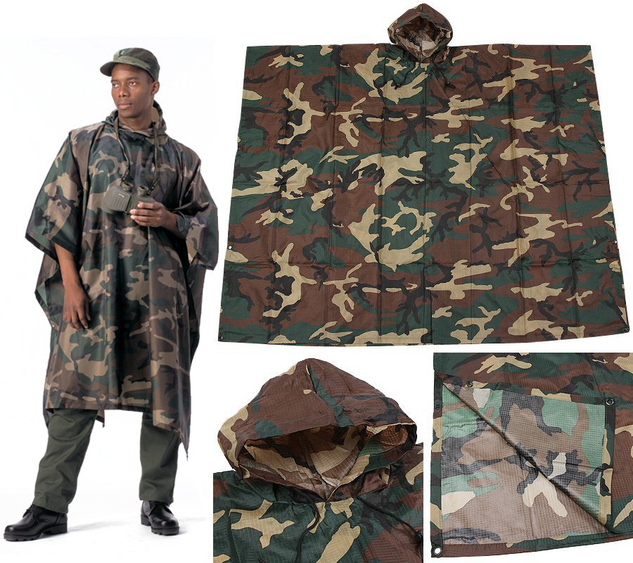 Пончо ROTHCO Мод. G.I. PLUS NYLON Rip-Stop (Woodland Camo) — куртки, жилеты, маскировочные костюмы, одежда для рыбалки и охоты | KORGAN Казахстан