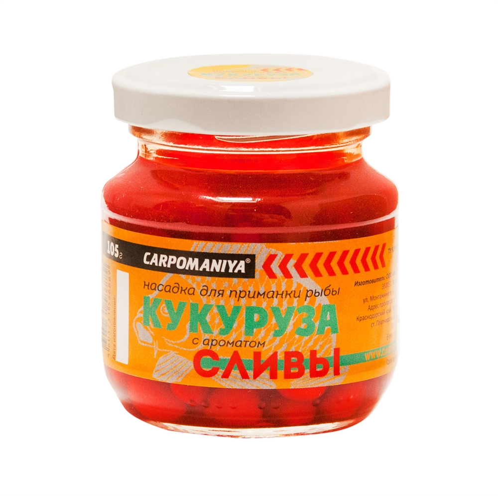 Кукуруза КАРПОМАНИЯ (мягкая)(красно-оранж.с аром.сливы)(105г.) — приманка, снасти и аксессуары для рыбалки | Алматы, Казахстан