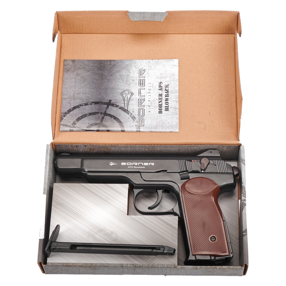 Фото Пистолет Borner APS Blowback Black калибр 4.5 mm/BB CO2 — пневматический пистолет купить в Алматы