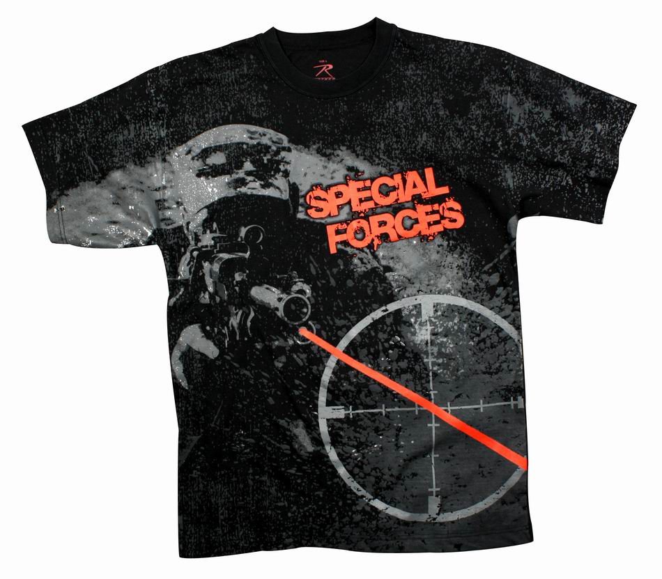 Майка ROTHCO Мод. MILITARY VINTAGE "SPECIAL FORCES" (короткий рукав)(poly/cotton)(Black) — одежда для охоты, рыбалки, туризма и города | KORGAN.KZ
