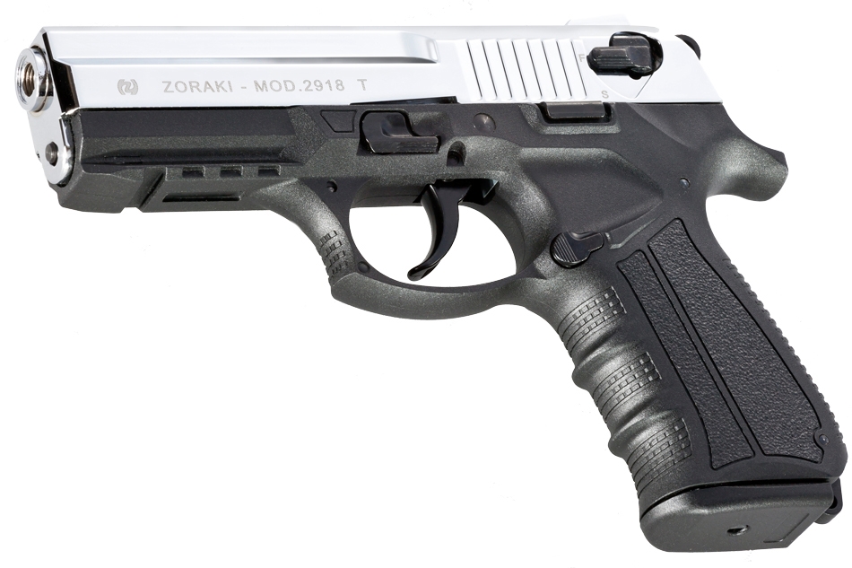 Газовый пистолет ZORAKI Мод. 2918-TD SHINY CHROME (к.-бр: 9мм P.A.)(18-зарядный) — купить газовые пистолеты в Алматы | Доставка по Казахстану