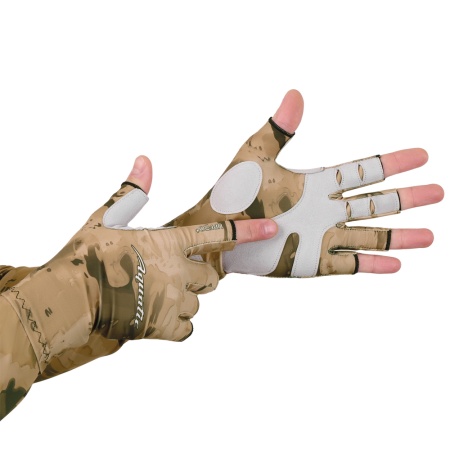 Перчатки для рыбалки летние Aquatic UPF50+ (цвет: SAND CAMO, размер S/M) — технические характеристики, материалы и назначение | KORGAN