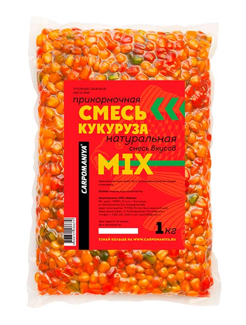 Прикормочная смесь КАРПОМАНИЯ (кукуруза натуральная MIX - смесь вкусов)(1кГ) — приманка, снасти и аксессуары для рыбалки | Алматы, Казахстан