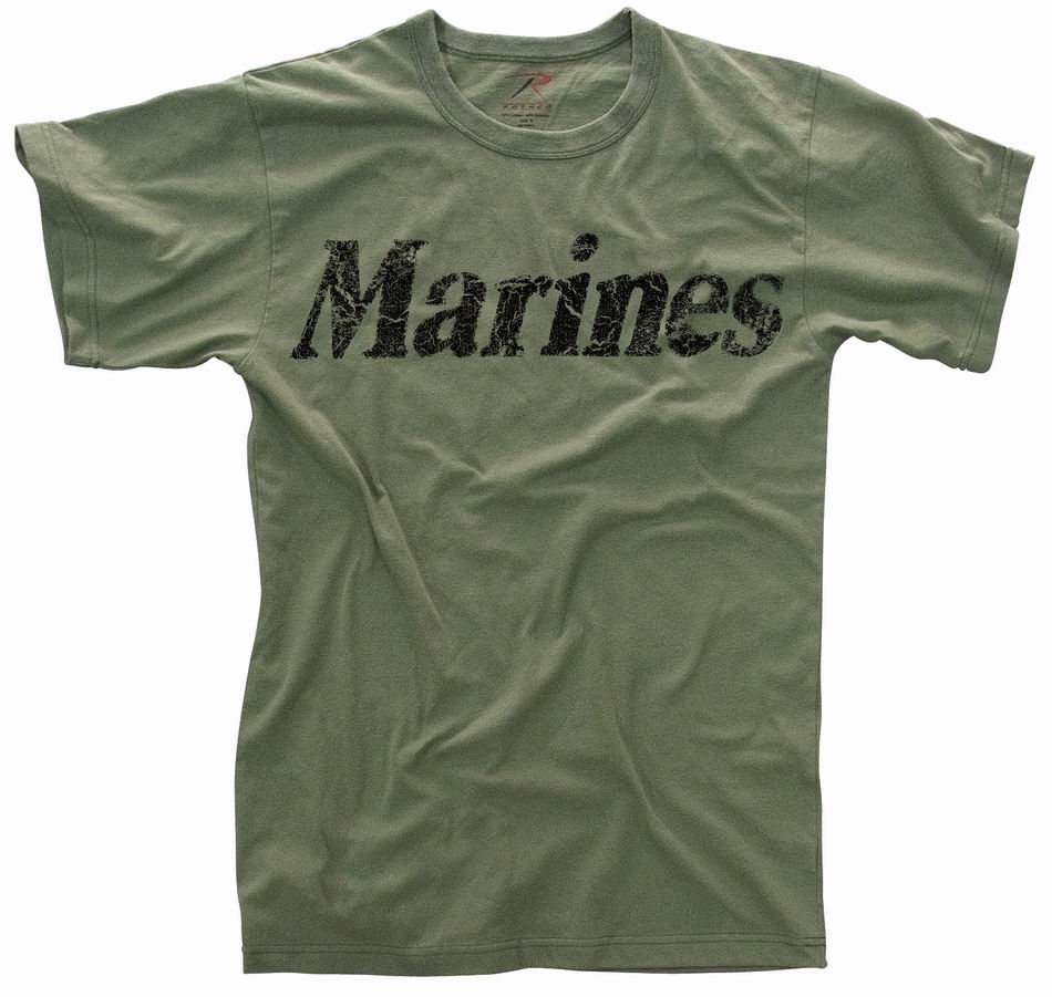 Майка ROTHCO Мод. MILITARY VINTAGE "MARINES" (короткий рукав)(poly/cotton)(O.D.) — одежда для охоты, рыбалки, туризма и города | KORGAN.KZ