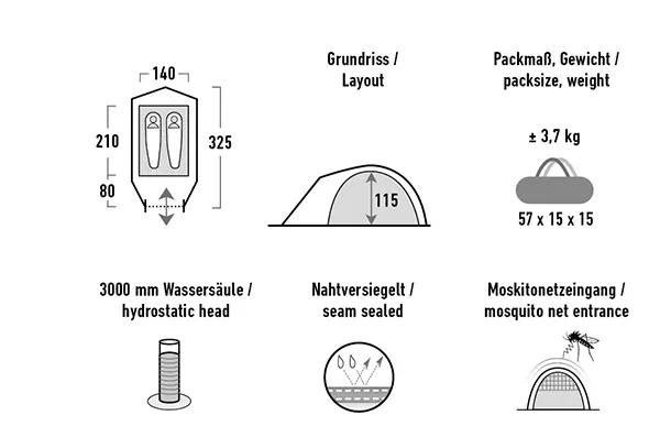 Палатка HIGH PEAK Мод. NEVADA 2.1 Купить в Алматы — магазин Korgan Center