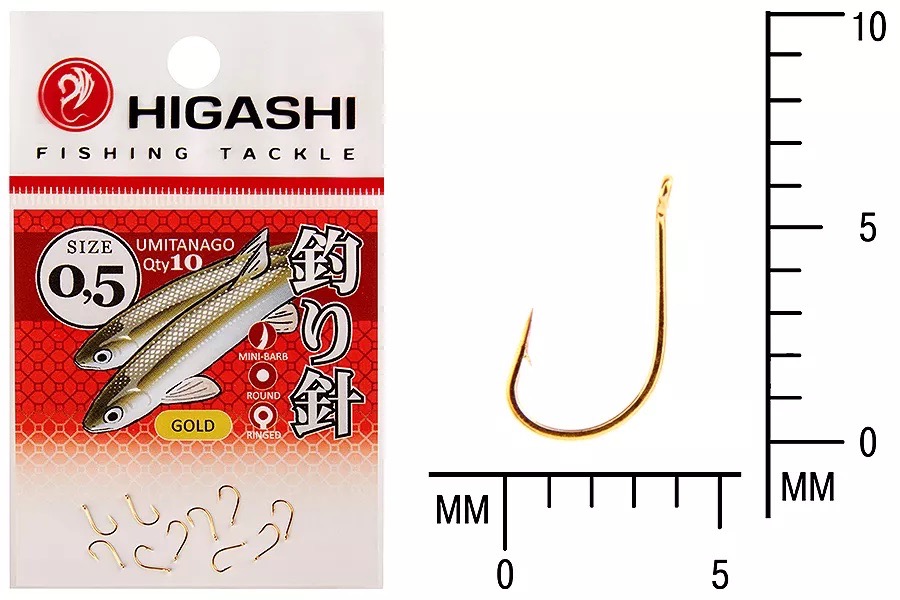 Крючки HIGASHI Мод. UMITANAGO RINGED #0,5 — рыболовный крючок, снасть и аксессуары для рыбалки | Алматы, Казахстан