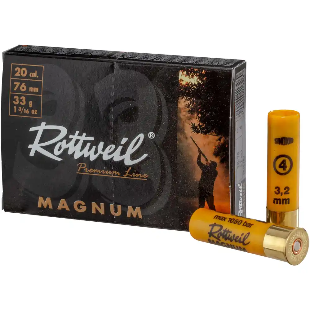  Патрон для гладкоствольного оружия ROTTWEIL-Magnum (20/76)(33г)(№4)(3,2мм) в Алматы | Казахстан | Корган Центр | KORGAN