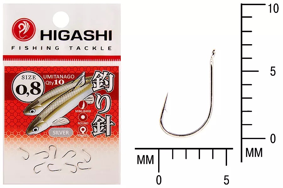 Крючки HIGASHI Мод. UMITANAGO RINGED #0,8 — рыболовный крючок, снасть и аксессуары для рыбалки | Алматы, Казахстан