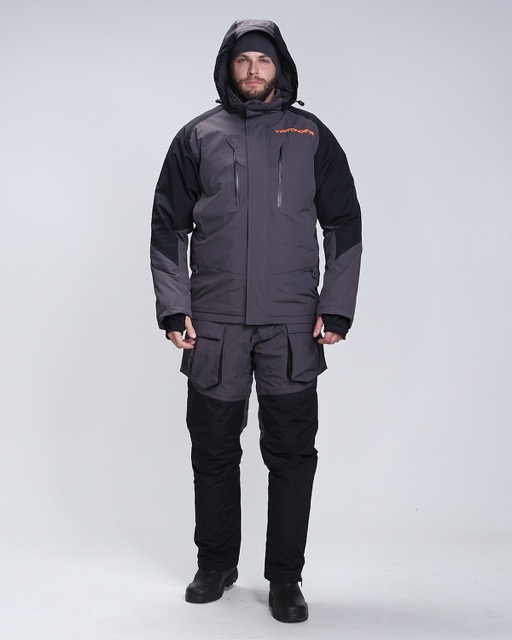 Костюм  TRITON "PRO ANGLER -15°C" (тк.таслан)(серый/черный) — куртки, жилеты, маскировочные костюмы, одежда для рыбалки и охоты | KORGAN Казахстан