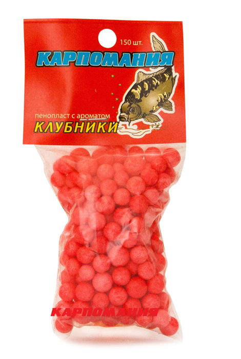 Пенопласт КАРПОМАНИЯ (красный с аром.клубники)(150шт.) — приманка, снасти и аксессуары для рыбалки | Алматы, Казахстан