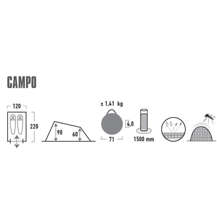 Палатка HIGH PEAK Мод. CAMPO 2 Купить в Алматы — магазин Korgan Center