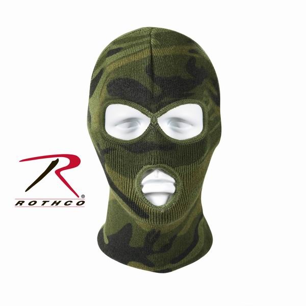 Балаклава ROTHCO Мод. DELUXE 3-HOLE (100% acrylic)(Woodland Camo) — головной убор для рыбалки, охоты и туризма | KORGAN.KZ