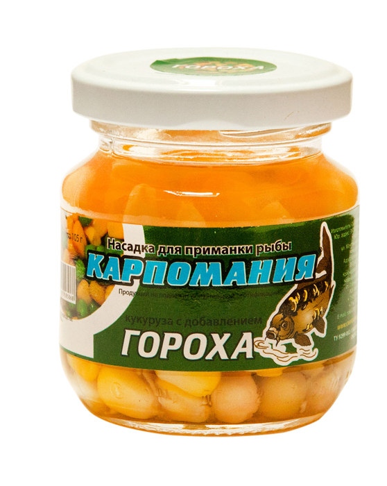 Кукуруза КАРПОМАНИЯ (мягкая)(натуральная с горохом)(105г.) — приманка, снасти и аксессуары для рыбалки | Алматы, Казахстан