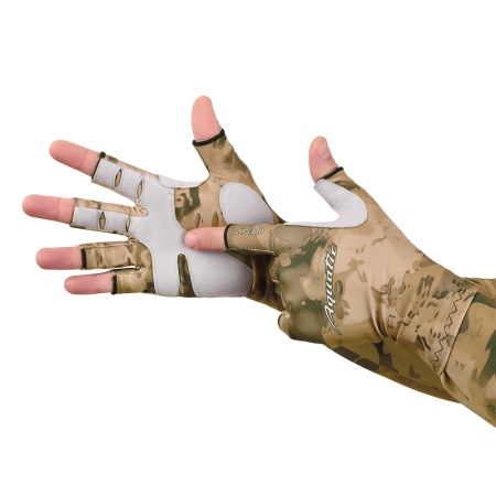 Перчатки для рыбалки летние Aquatic UPF50+ (цвет: SAND CAMO, размер S/M) — технические характеристики, материалы и назначение | KORGAN