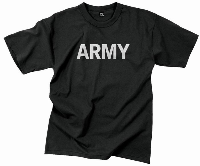 Майка ROTHCO Мод. MILITARY TRAINING "ARMY" (короткий рукав)(poly/cotton)(Black) — одежда для охоты, рыбалки, туризма и города | KORGAN.KZ