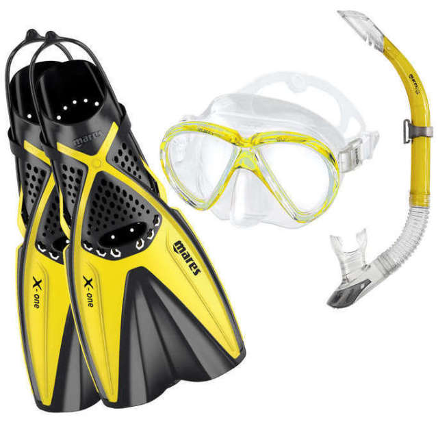 Комплект MARES X-ONE MAREA: Маска + Трубка + Ласты (REFLEX YELLOW) — рыболовные и охотничьи товары в Алматы | KORGAN.KZ