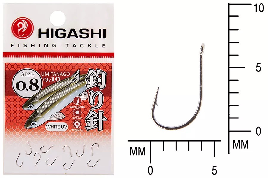 Крючки HIGASHI Мод. UMITANAGO RINGED #0,8 — рыболовный крючок, снасть и аксессуары для рыбалки | Алматы, Казахстан